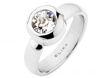 Stainless steel ring with crystal