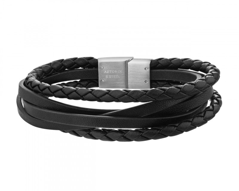 Stainless Steel Leather Strap Bracelet